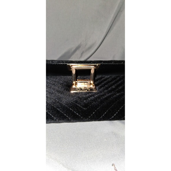 Dune London Black Velvet Quilted Clutch Evening Bag Wallet - Picture 3 of 5